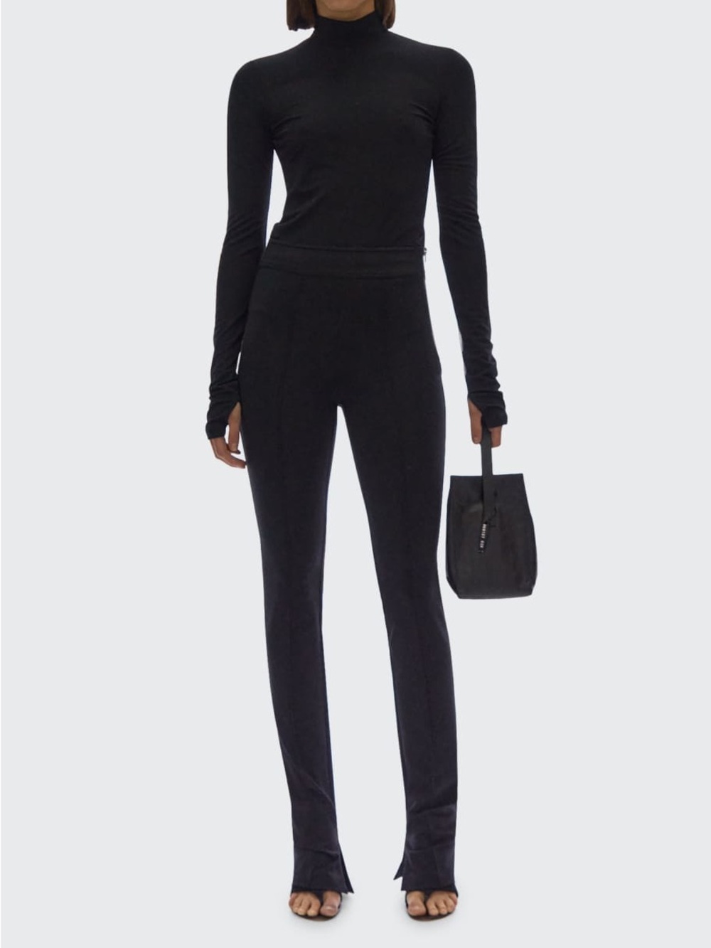HELMUT LANG Seamed Skinny Legging Pants with Split Hem